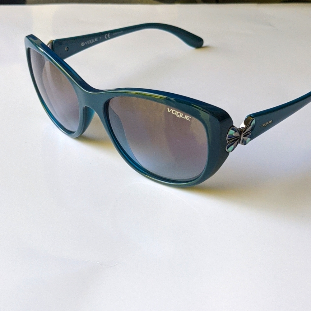 Vogue Teal Sunglasses, butterfly detailing